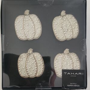Tahari Home White and Silver Pumpkin Napkin Rings